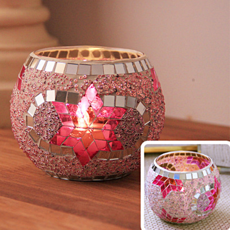 Europeisk Retro Glass Mosaick Te-lysestake