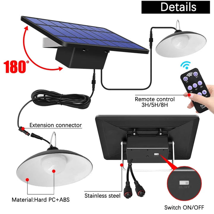 SolarDuo LED Lamp Sett på Solenergi med Fjernkontroll | Skanto