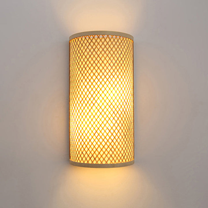 Skanto | Halvsylinder vegglampe for innfelt montering Minimalistisk bambus 1-hode gangvegglys i beige