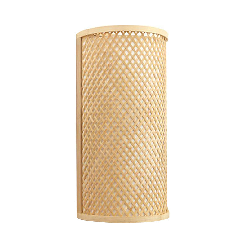 Skanto | Halvsylinder vegglampe for innfelt montering Minimalistisk bambus 1-hode gangvegglys i beige