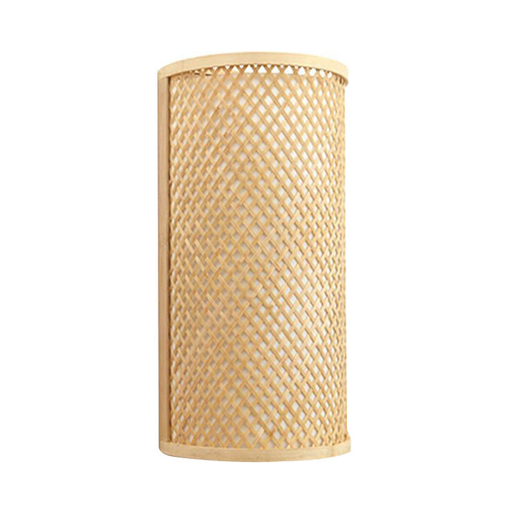 Skanto | Halvsylinder vegglampe for innfelt montering Minimalistisk bambus 1-hode gangvegglys i beige