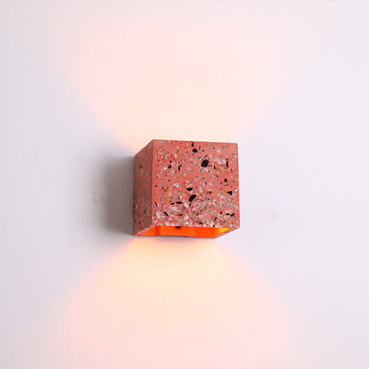 Skanto | Nordic Style Kubisk Opp Ned Vegglampe Terrazzo 1 Lampe Hotell Veggmontert Lys i Rød/Hvit/Blå