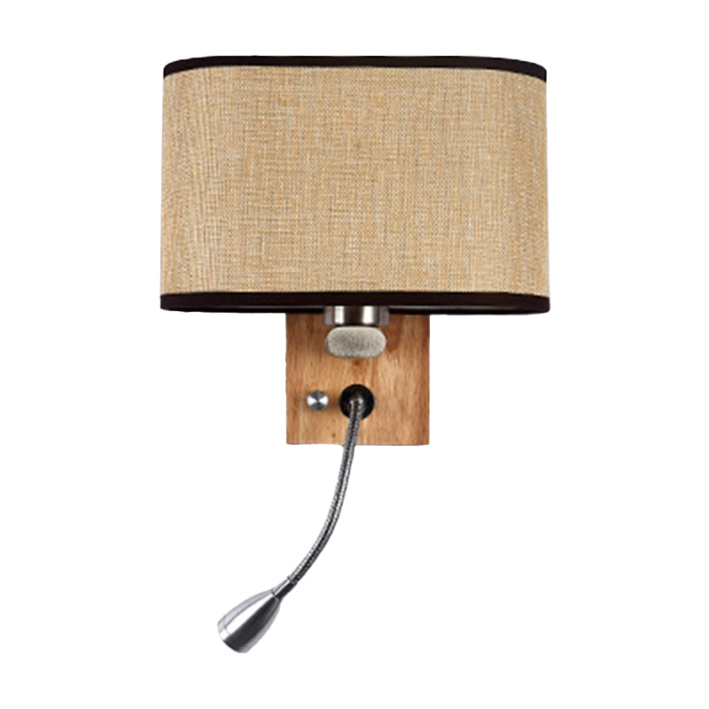 Fleksibel Spotlight Senglesel Leselys Stof Enkel Nordisk Vegglampe med Oval Stofskjerm i Beige/Flax/Fersken | Skanto