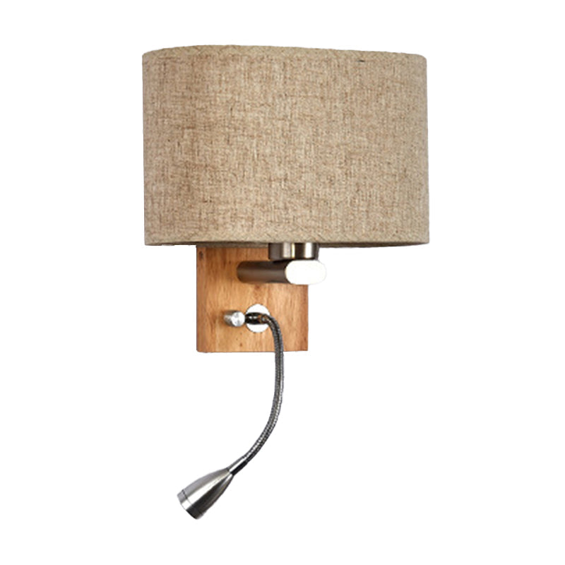 Fleksibel Spotlight Senglesel Leselys Stof Enkel Nordisk Vegglampe med Oval Stofskjerm i Beige/Flax/Fersken | Skanto