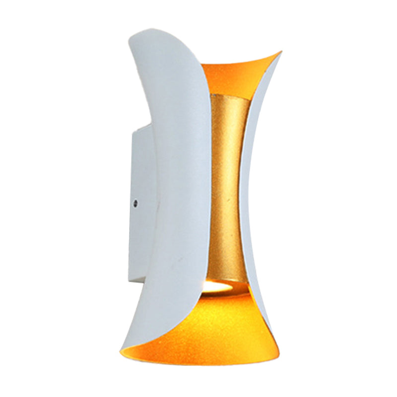 Liten/Stort Flared LED Vegglampe Moderne Metall 2 Lyspærer Svart/Hvit/Hvit-Gull Opp Ned Lys for Terrasse | Skanto