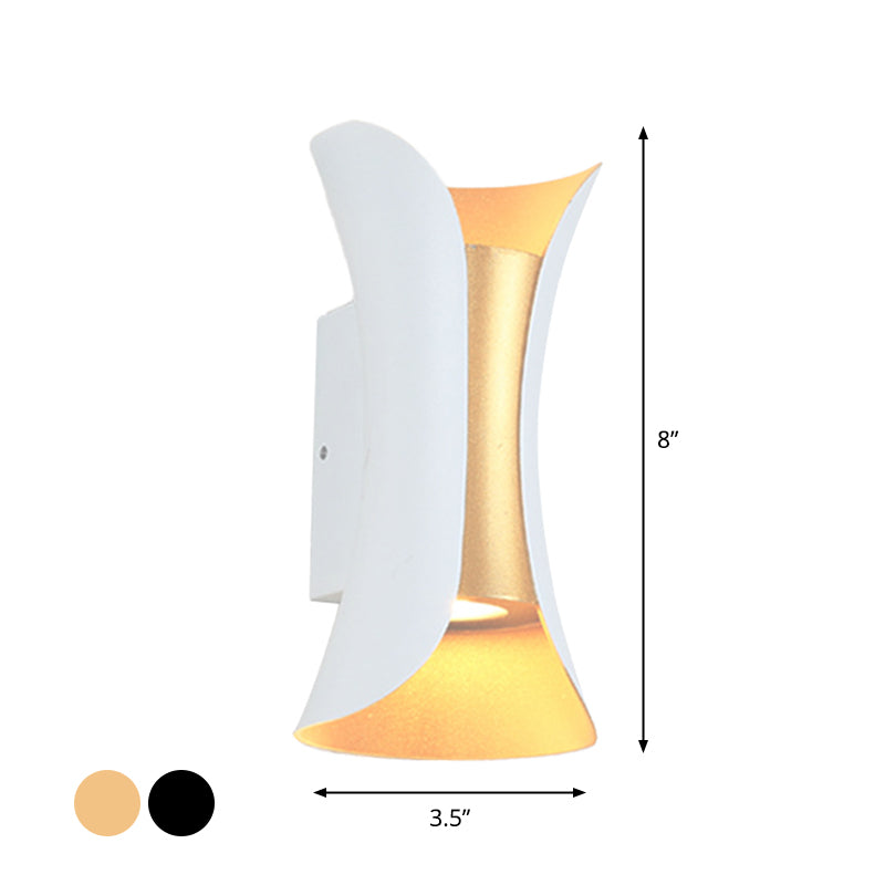 Liten/Stort Flared LED Vegglampe Moderne Metall 2 Lyspærer Svart/Hvit/Hvit-Gull Opp Ned Lys for Terrasse | Skanto