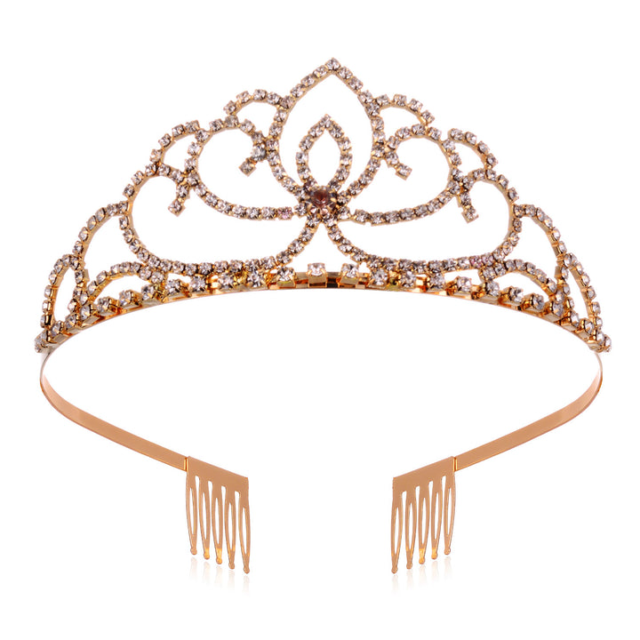 Dame Elegant Strass-Tiaras med blomsterdesign Skanto