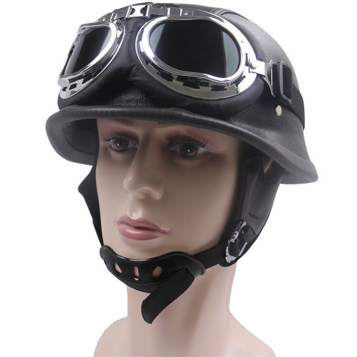 Vintage Lærret Motorsykkel Hjelm Skanto