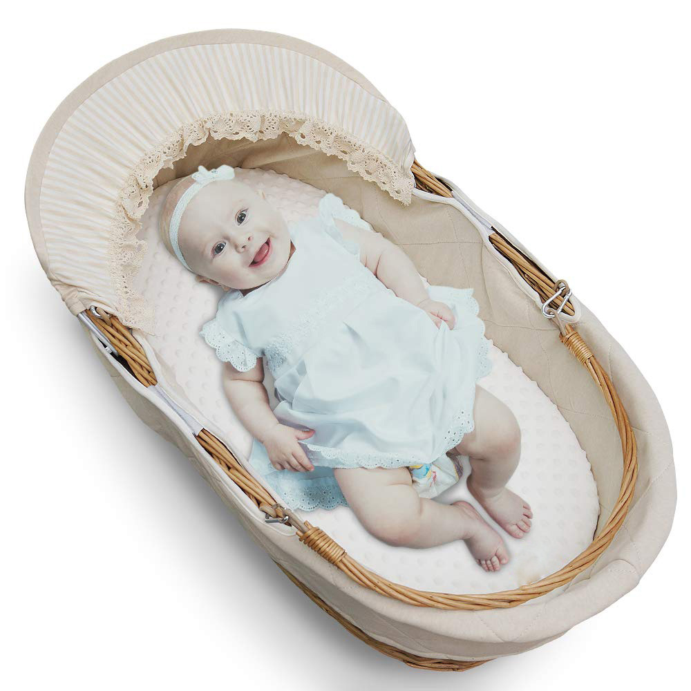 Norvo | Moses kurv madrassdeksel – Myk & Antiskli deksel for babykurv madrass