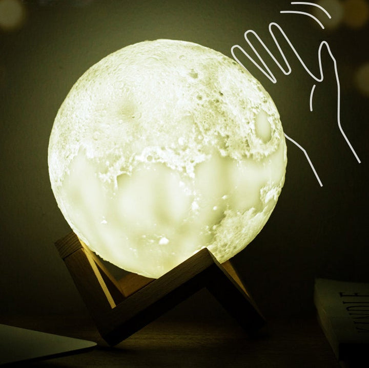 Skanto | Kreativ Mini Oppladbar 3D Utskrevet Måne 1-Lys LED Bordlampe