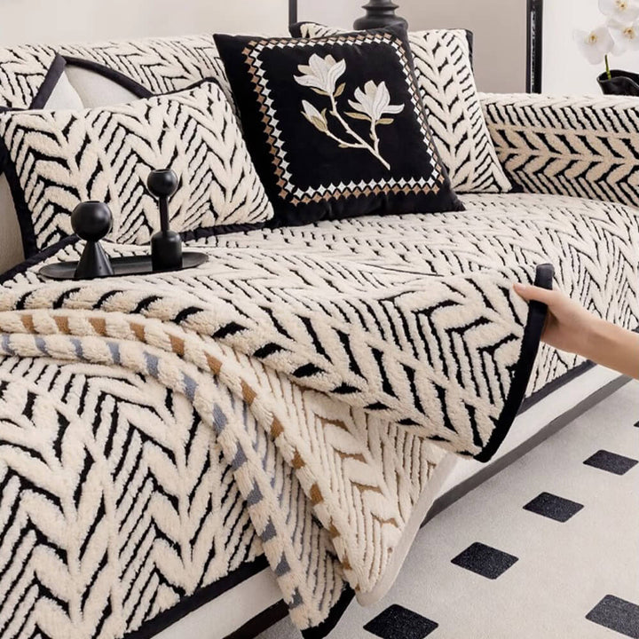 Premium Varm Hveteøre Plush Anti-Slip Sofa Deksel | Skanto