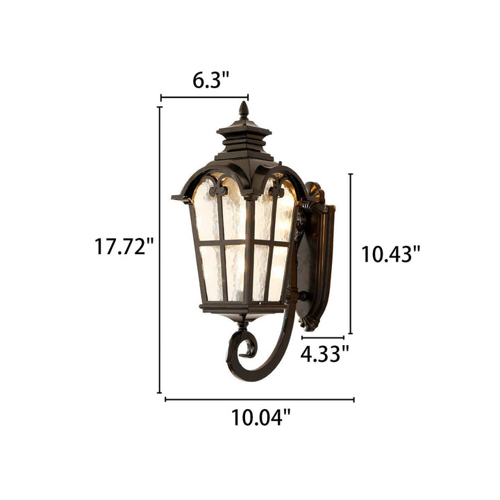 Europeisk Retro Glass Aluminium Lantern Ute Vanntett 1-Lys Vegglampe | Skanto