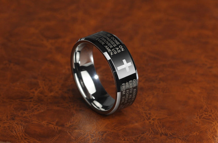 Skanto | Personlighet Menns Svart Tungstenlegeringsring med Kors, Ingen Fading, Ripesikker & Flere Poleringer