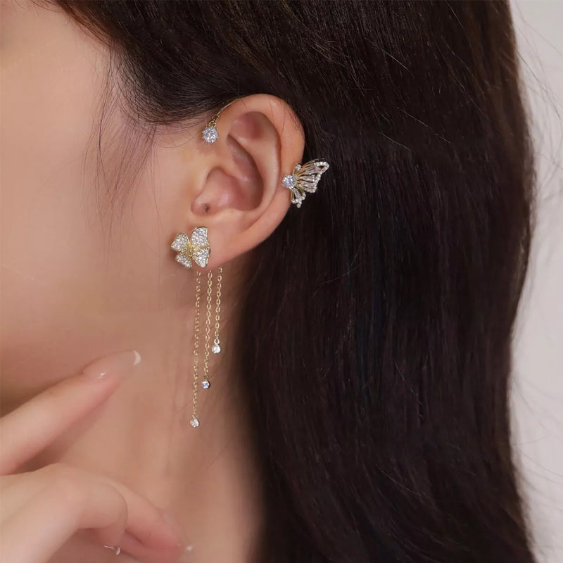 Skanto | Butterfly Blomst Rem Style Zircon Øredobber