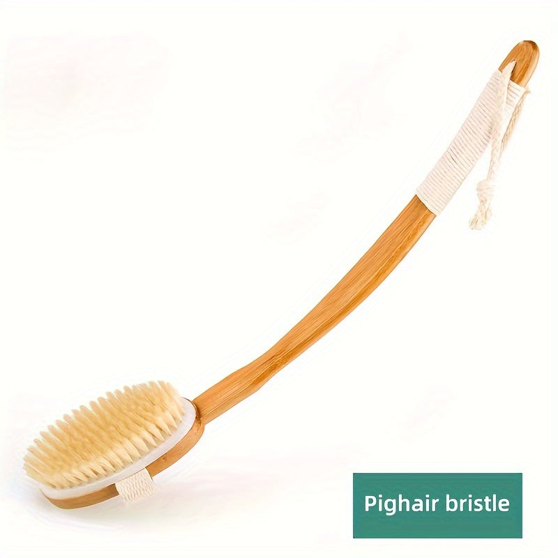 Norvo | Rygghårbørste rengjøringssvamp for dusjen - Langt treskaft bade svampebørste, myke naturlige børster for ryggvask