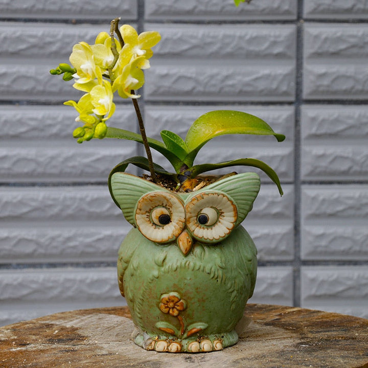 Moderne dekorativ blomstertopp med ugledesign Skanto