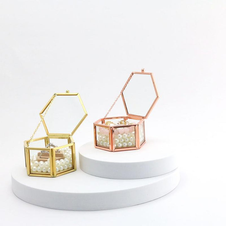 Skanto | Sekskantet Transparent Glass Smykkeske