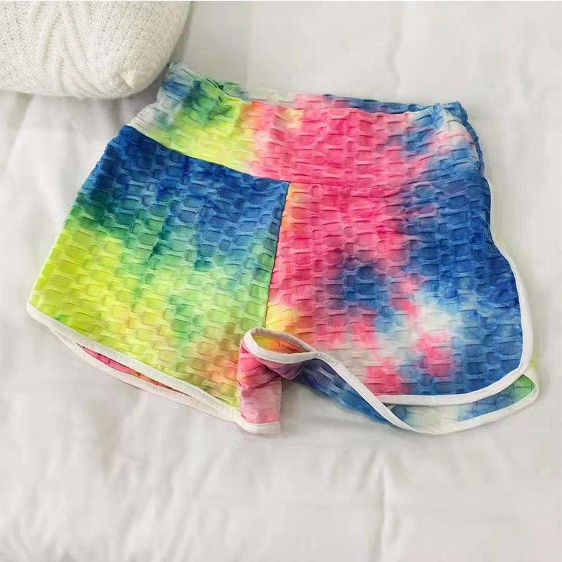 Skanto | Tie-Dye Print Høy Midje Yoga Shorts