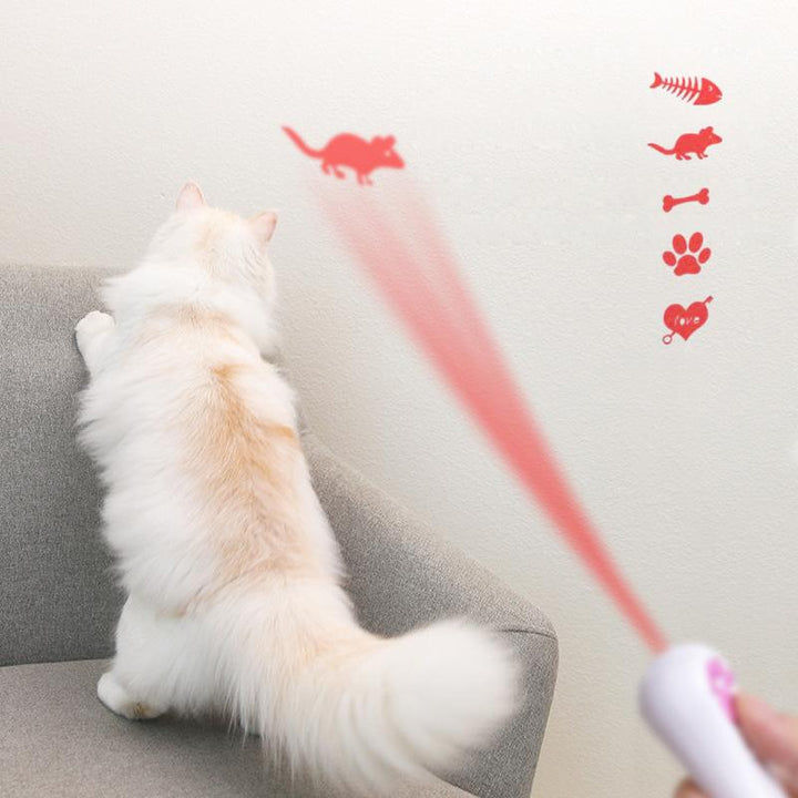 PurrPlay USB-skjermer Katzenlaser-Spielzeug – Interaktive LED-lys med 4 kart