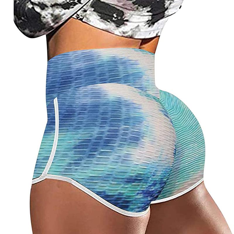 Skanto | Tie-Dye Print Høy Midje Yoga Shorts