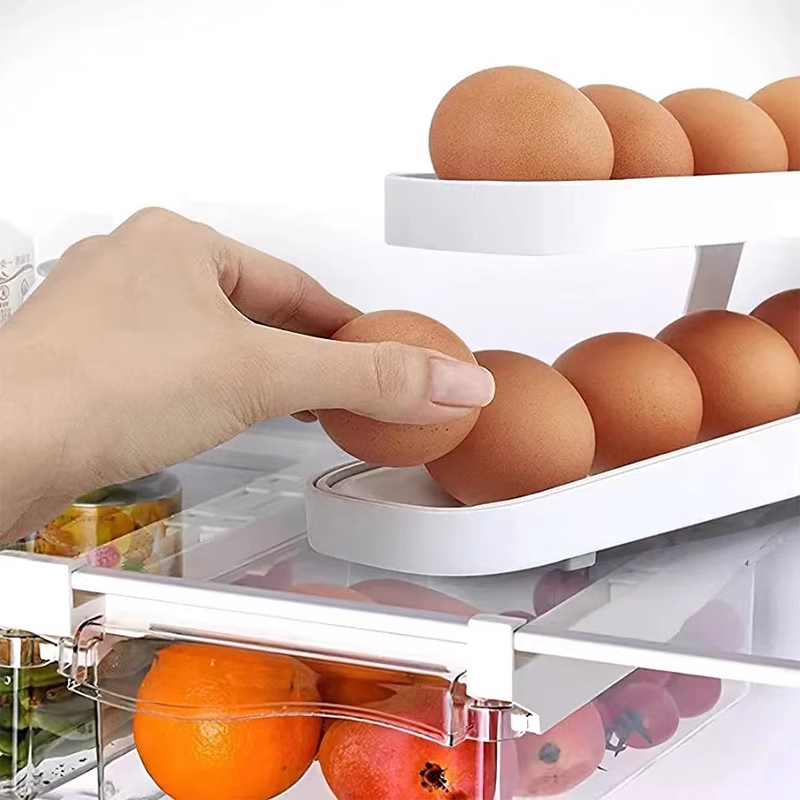 Skanto | Automatisk Rullende Egg Rack Holder Oppbevaringsboks