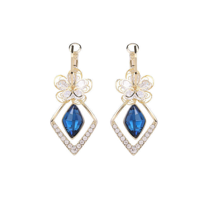 Skanto | Blomst Zircon Rhombic Safir Dangle Øredobber