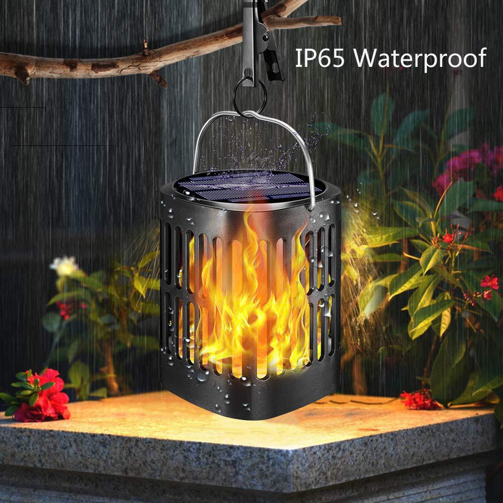 Skanto | Solar LED Flamme Lantern – Dekorativ utendørs belysning for hage og terrasse med hengemulighet