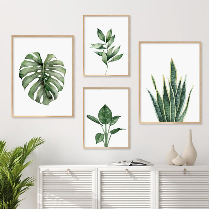 Grønn Blad Tropisk Botanisk Akvarell Plakat