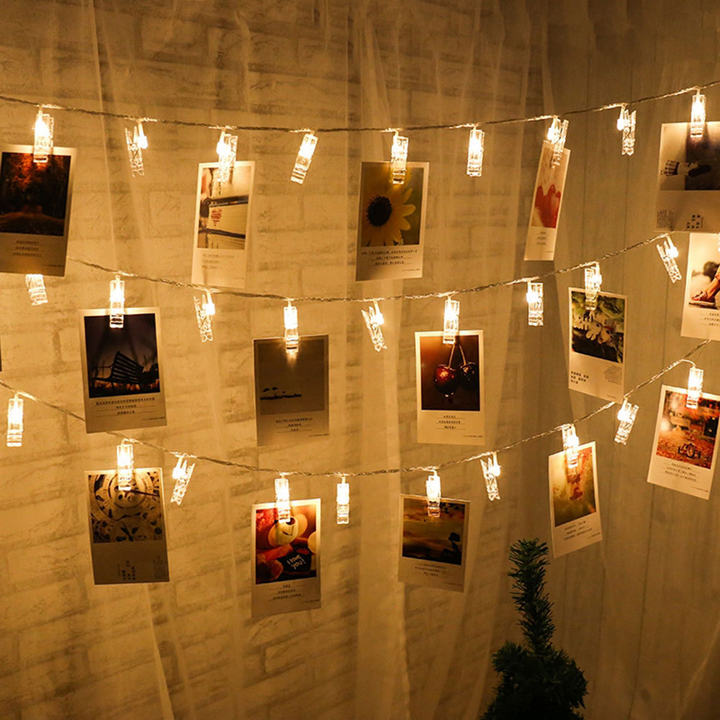 Skanto | LED fotoklipplyskjede med batteridrift – Fargeforanderlige lys for dekorasjon og fotopresentasjon