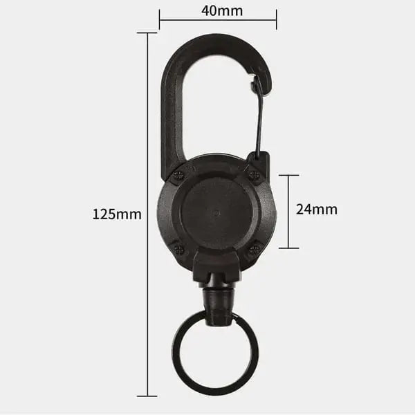 Taktisk nøkkelbrikke med uttrekkbar kabel