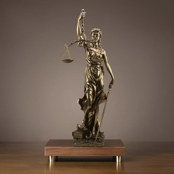 Statue av Godin of Justice – En elegant dekorativ skulptur av Justitia