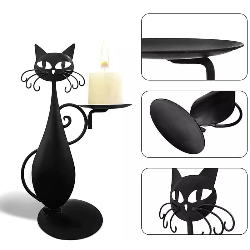 Skanto | Svart katt lysestake
