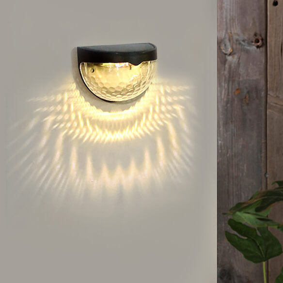 Solcelledrevet halvsirkelformet utendørs vegglampe, vanntett, skyggekastende, gjerdevegglampe