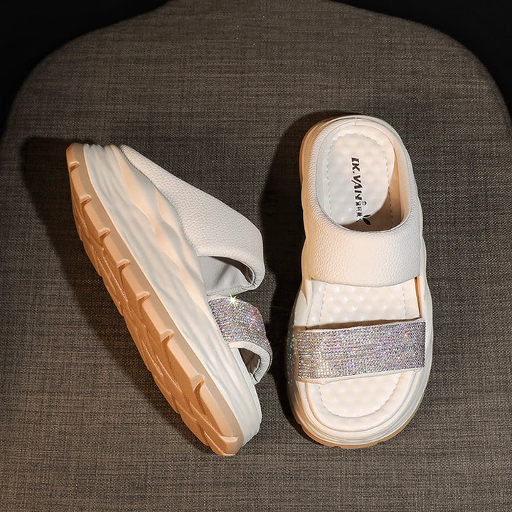 Skanto | Glitrende Rhinestone Hæl Sandaler