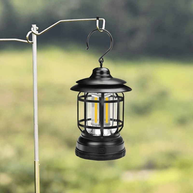 Portae Retro-Campinglampe - VintageGlow, LED-Campinglampe for utendørs, hage og eventyr