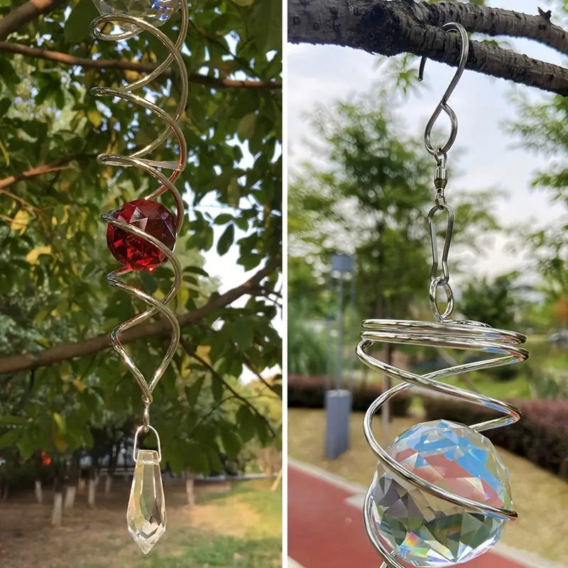 Vindklokker Dekor Krystall Sentralkule Spiral Hale Vindspinner Stabiliser | Skanto