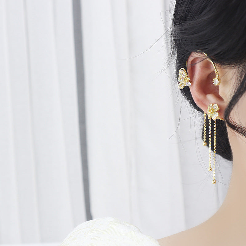 Skanto | Butterfly Blomst Rem Style Zircon Øredobber