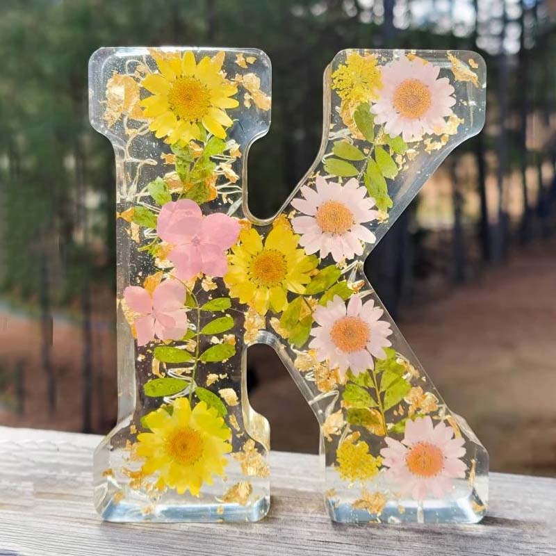 Harz-Blumen-Nachtlicht | LED-Deko-Lampe in Buchstabenform