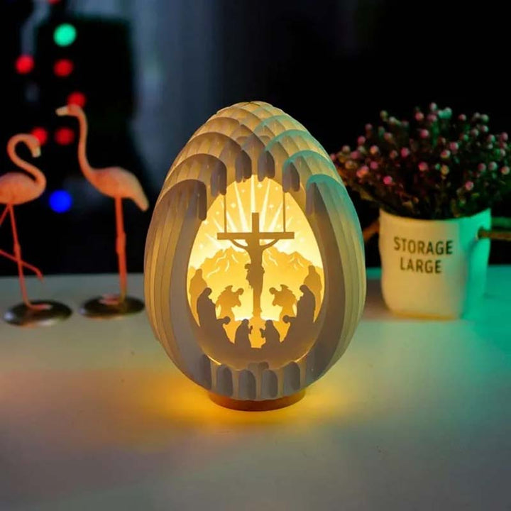 Påske 3D Papp Skrivebord Lampe med Lysende Base | Skanto