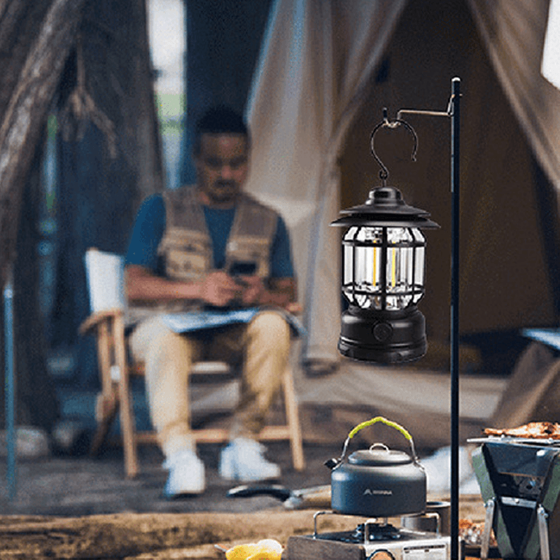 Portae Retro-Campinglampe - VintageGlow, LED-Campinglampe for utendørs, hage og eventyr