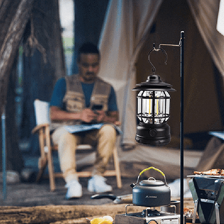 Portae Retro-Campinglampe - VintageGlow, LED-Campinglampe for utendørs, hage og eventyr