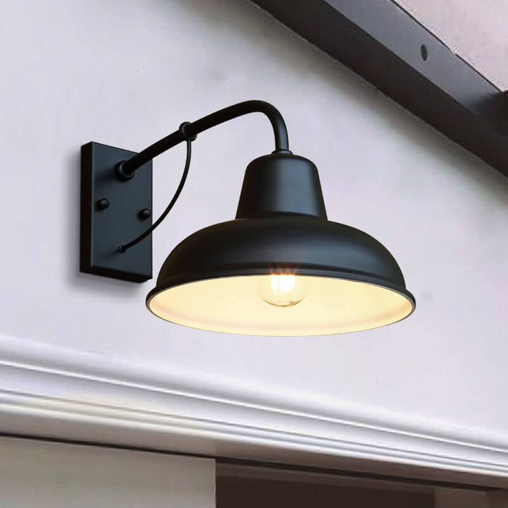 Vintage vegglampe i låvestil laget av jern, vanntett, for utendørs bruk, 1 lyspære