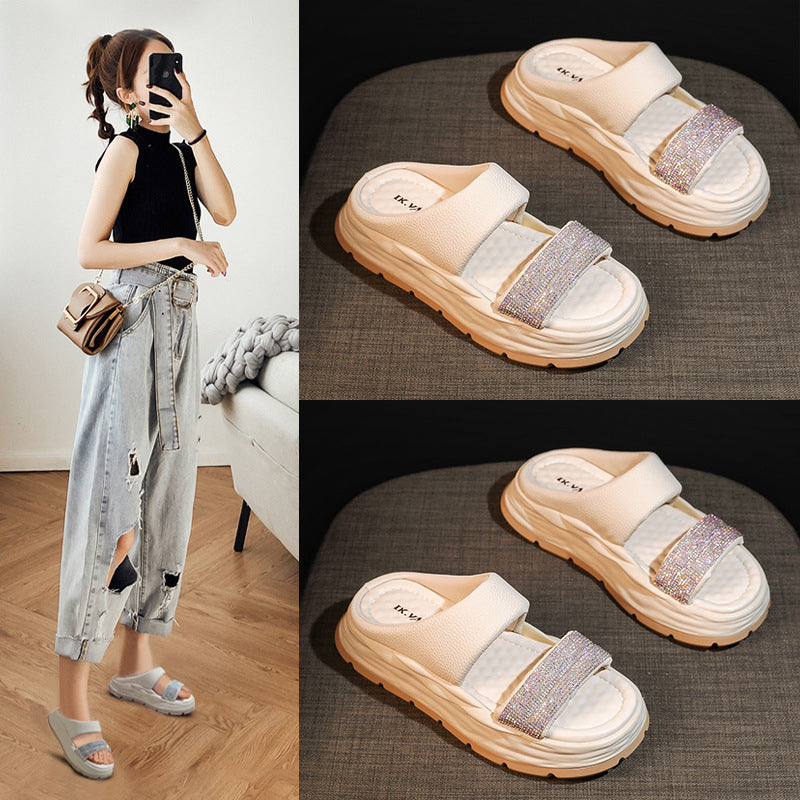 Skanto | Glitrende Rhinestone Hæl Sandaler