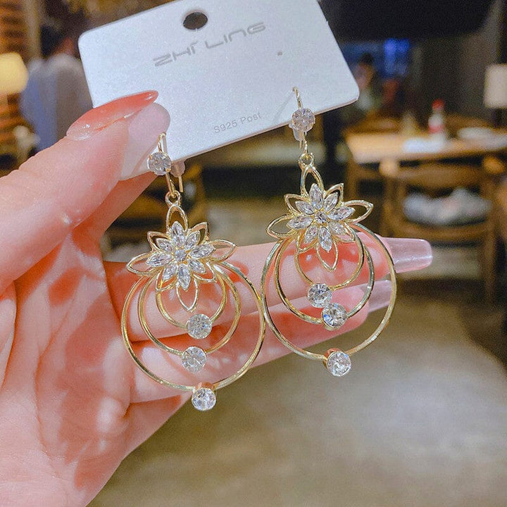 Crystal Lotus Tre Hoop Øredobber | Skanto