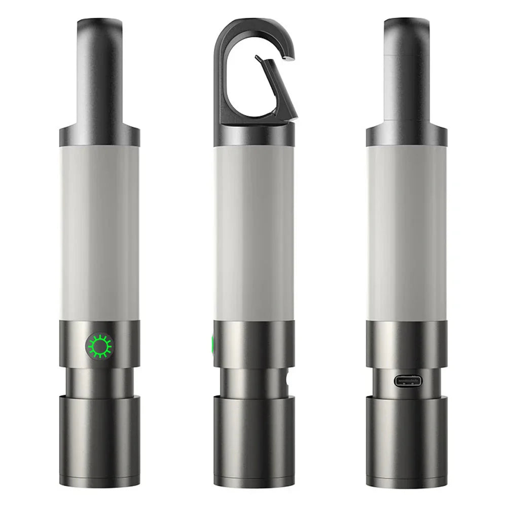 Skanto | LED lommelykt med flerfargede filtre – Oppladbar USB-C lampe med camping- og nødlys funksjon
