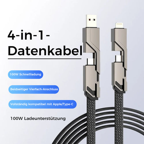 Skanto | 4-i-1 flettet anti-floke ladekabel
