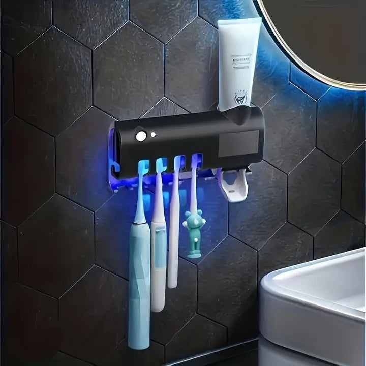 Skanto | Smart UV Lys Sterilisator Tannbørsteholder, Veggmontert Tannkremdispenser