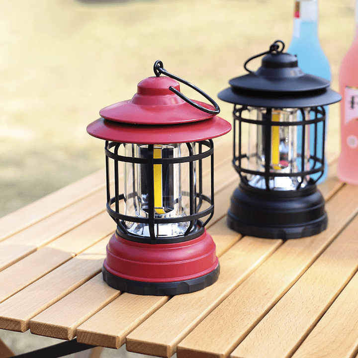 Portae Retro-Campinglampe - VintageGlow, LED-Campinglampe for utendørs, hage og eventyr