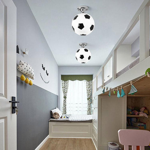 Skanto | SportLume Kreativ Taklampe | Basketball & Fotball Design | Halvmontert | Glasslampe