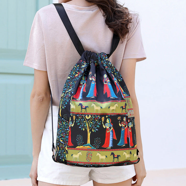 Drawstring skulderveske i etnisk stil | Skanto
